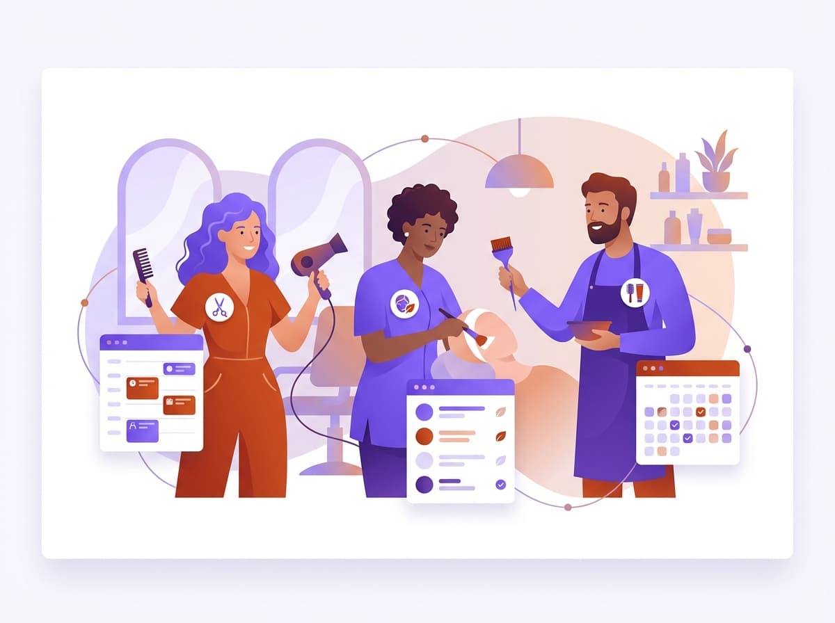 Illustration de gestion d'équipe salon